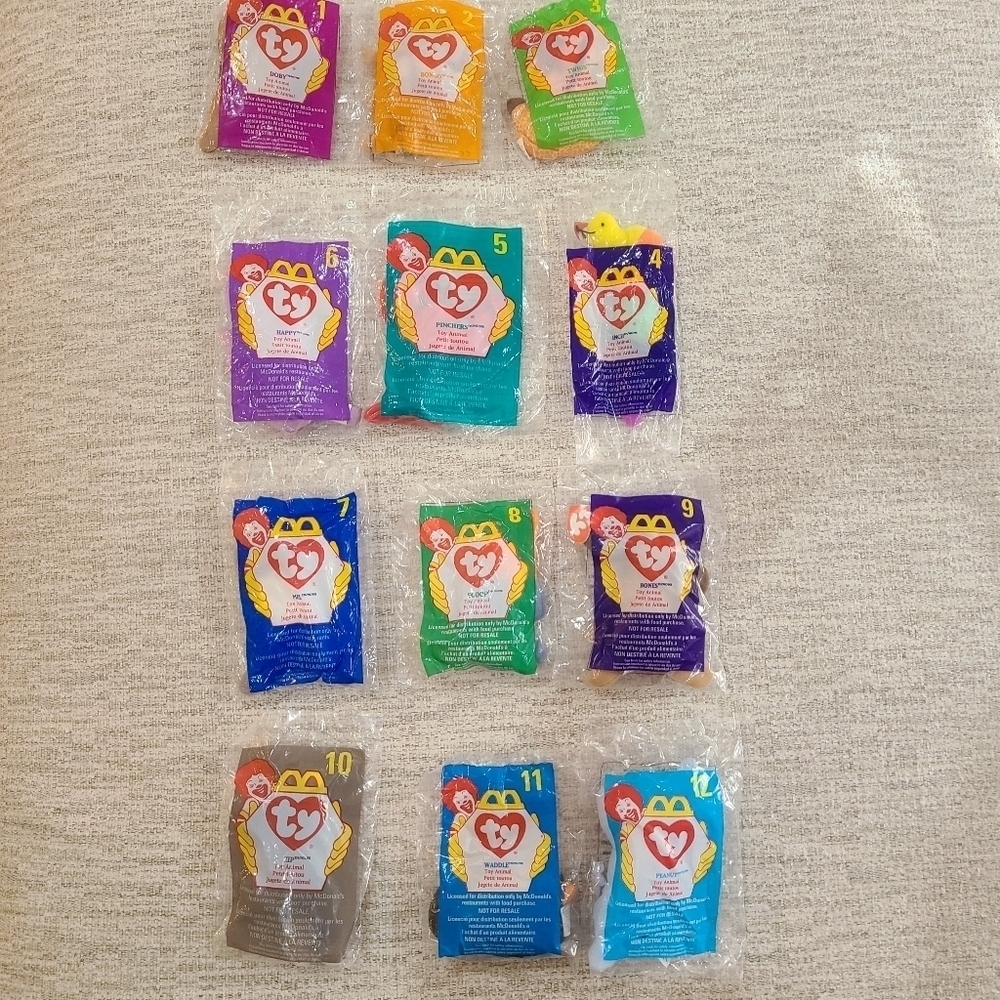 McDonald's TY Beanie Babies Complete Set of 12 In Original Bags 1998 series